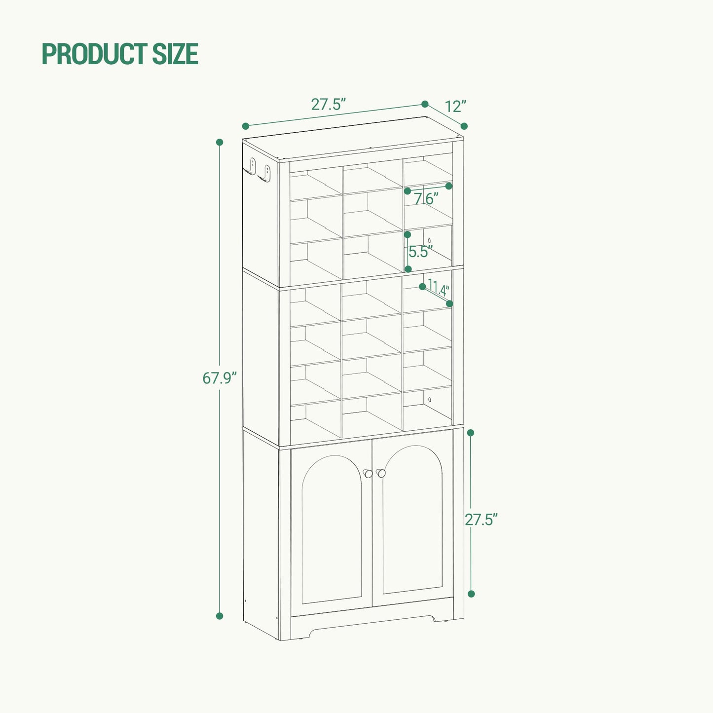 Huaneri Shoe Storage Cabinet with Doors, 30 Pairs Free Standing Closet Organizer, 8.8" Widened Cell Wood Shoe Organizer, 10 Tiers Space Saving Vertical Shoe Rack for Entryway, Bedroom, White  - WoodArtSupply