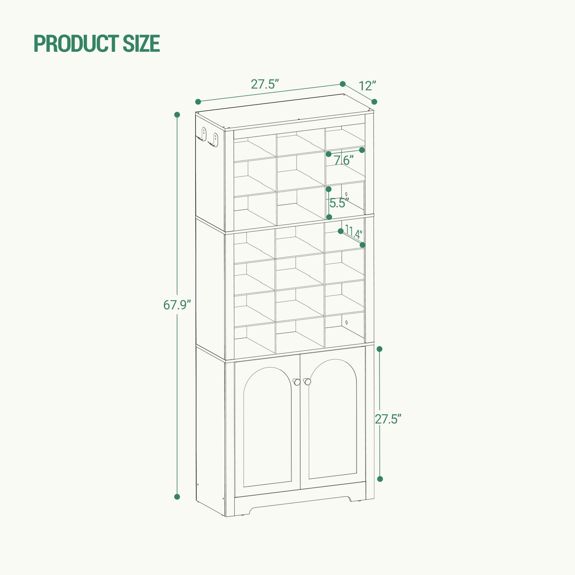 Huaneri Shoe Storage Cabinet with Doors, 30 Pairs Free Standing Closet Organizer, 8.8" Widened Cell Wood Shoe Organizer, 10 Tiers Space Saving Vertical Shoe Rack for Entryway, Bedroom, White  - WoodArtSupply