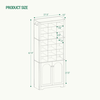 Huaneri Shoe Storage Cabinet with Doors, 30 Pairs Free Standing Closet Organizer, 8.8" Widened Cell Wood Shoe Organizer, 10 Tiers Space Saving Vertical Shoe Rack for Entryway, Bedroom, White  - WoodArtSupply