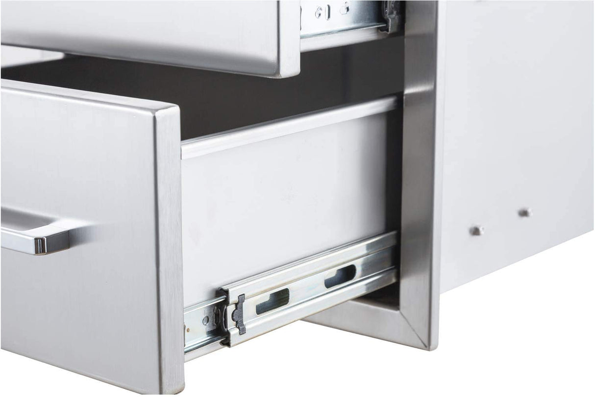 yuxiangBBQ Outdoor Kitchen Drawers Stainless Steel 3-Drawer BBQ Drawer 14" W x 20.5" H x 23" D Enclosed Built-in Drawer Flush Mount for Outdoor Kitchens & BBQ Islands yuxiangBBQ