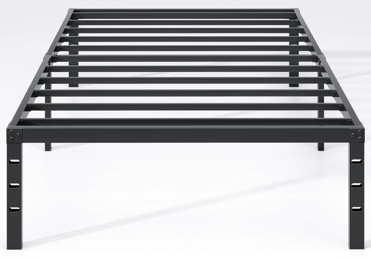 NEW JETO Metal Bed Frame,Twin Size Bed Frame with Storage Space,Heavy Duty Sturdy Mattress Foundation,Easy Assembly,No Box Spring Needed, Black,14 Inch,Twin NEW JETO