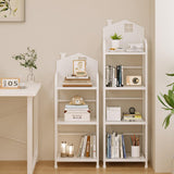 CICUFY Kids Book Shelf, 4-Tier Small Bookcase White Metal Bookshelf Modern Narrow Ladder Shelf Standing Display Shelves Storage Shelving Unit for Bedroom,Office,Living Room,Bathroom CICUFY