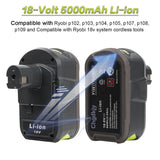 5.0Ah 18V Battery and Charger Combo for Ryobi 18V Battery P102 P103 P104 P105 P107 P108 P109 Cordless Tool Battery, with a P118B Charger for Ryobi 18V Battery Charger Chgdkjy