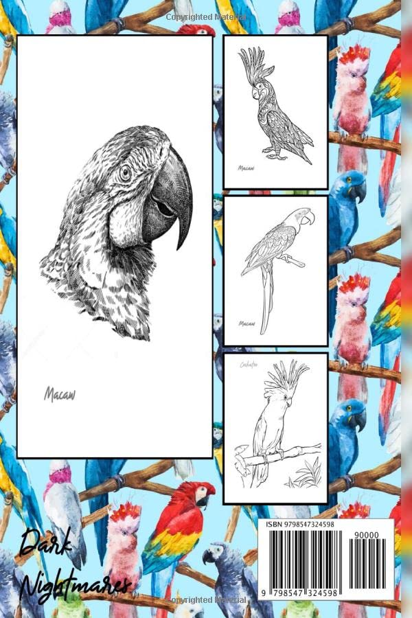 Parrots Coloring book: Tropical Birds Coloring Book: Macaws, Cockatoos, African grey ,parrots, Cockateils... 20 parrot images for coloring book |6x9inch| (Version 2) Majosta