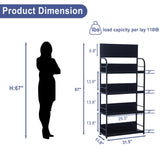 BFECGDXT 4-Tier Metal Shelving Unit, Supermarket Heavy Duty Garage Standing Shelf, Stores Storage Rack Retail Display Racks, for Home Kitchen and Warehouse, W 31.4" x H 67" BFECGDXT