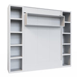 Oakland Living Easy-Lift Queen Murphy Wall Bed in White with Two Bookshelves Oakland Living