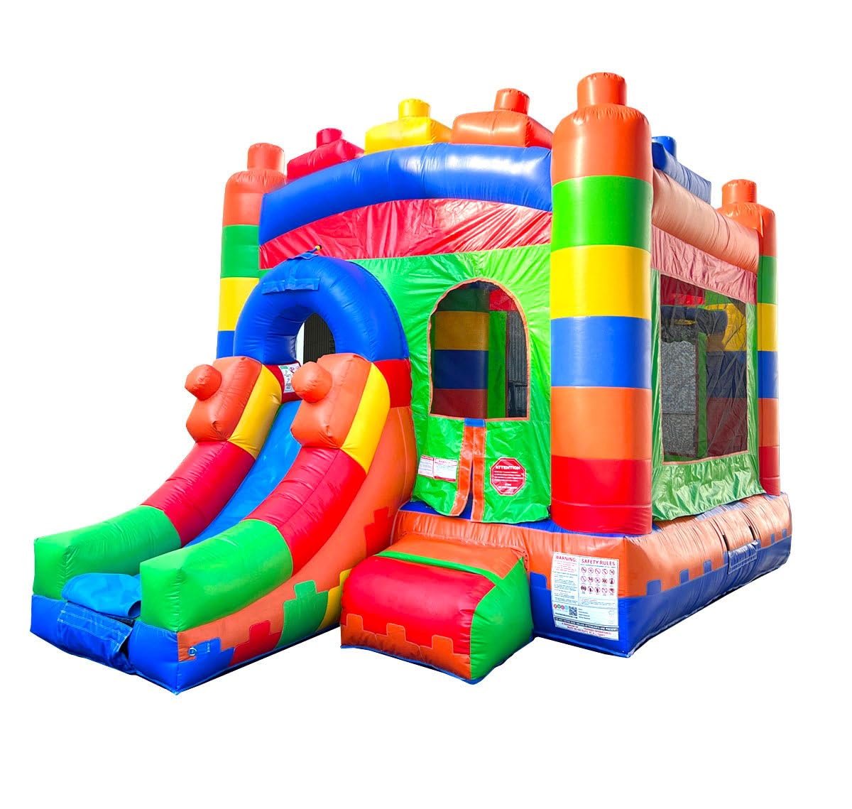 Inflatable Bounce House with Slide for Kids - 26.5 x 12 x 14.5 Foot Backyard Building Block Combo Bouncer with Water Pool, Outdoor Jumpers - Includes Blower, Anchor Stakes, and Storage Bag Pogo Bounce House