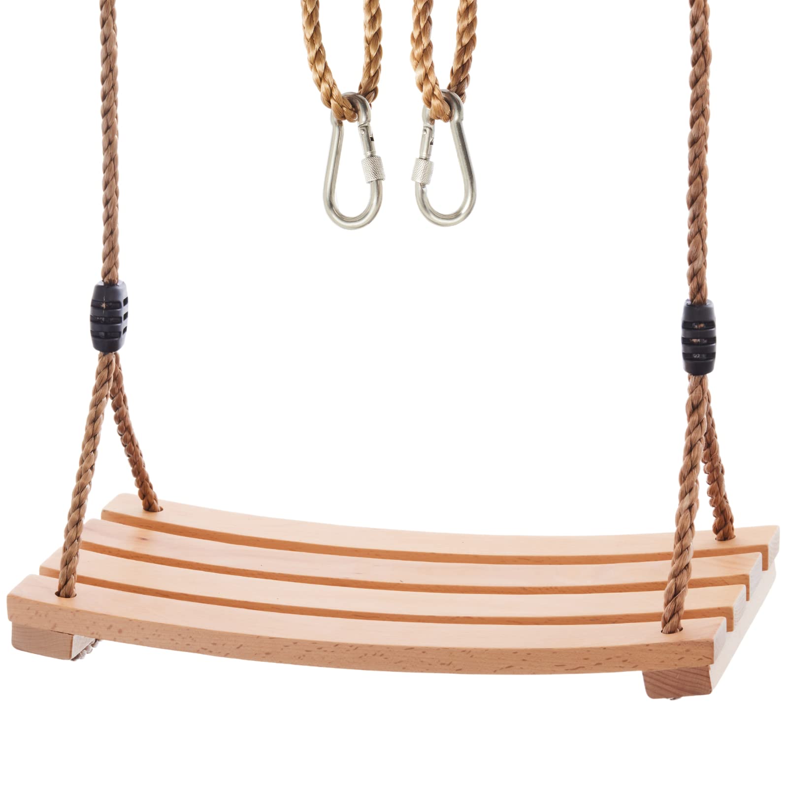 Wooden Tree Swing for Kids - ASTM F1148-21 Certified - Double Coated 16.5”x7.8” Wood Swing Seat for Outside - Weatherproof Adjustable Polyester Ropes - Outdoor or Indoor Kids Tree Swing Set - - WoodArtSupply