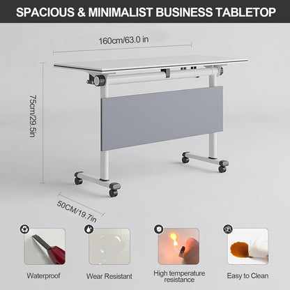 5.3FT Folding Conference Table with Lockable Wheels-Mobile Conference Room Table Foldable Meeting Table for Office Home Classroom Seminar Rooms-Durable,Seats 2-10 People,Space-Saving Design(6 - WoodArtSupply