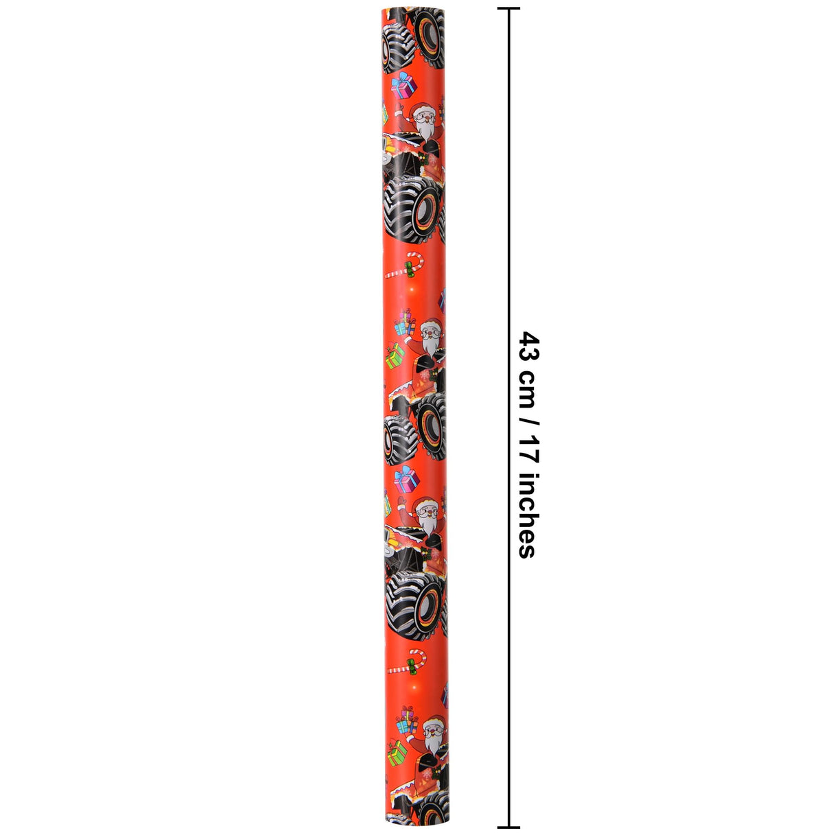 Titiweet Monster Truck Christmas Wrapping Paper - 17" x 16.4 ft - Monster Truck with Santa, Christmas Trees, Candy Canes Design for Kids Titiweet