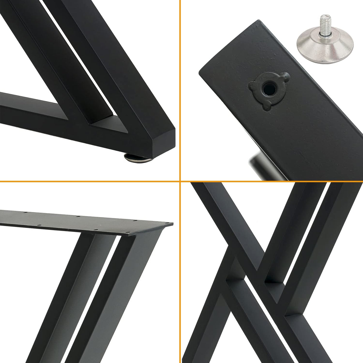 MinWadil 2PCS 28" H x 20" W Black Cast Iron Metal Table Legs, Industrial Modern DIY Furniture Legs for Work, Dining, Outdoor, Kitchen, Computer Tables & Benches MinWadil