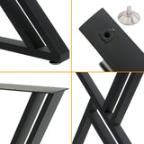 MinWadil 2PCS 28" H x 20" W Black Cast Iron Metal Table Legs, Industrial Modern DIY Furniture Legs for Work, Dining, Outdoor, Kitchen, Computer Tables & Benches MinWadil