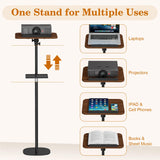 Snughome Floor Book Stand with Removable Tray, Wood Standing Book Stand for Reading, Height Adjustment 21"-51", Music Stand Cookbook Stand Textbook Stand Laptop Stand Book Holder for Display Snughome