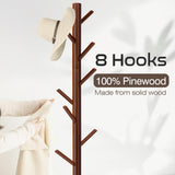 WANGMUXIA Coat Rack, Freestanding Coat Rack with 8 Hooks and 3 Adjustable Size Tree Coat Racks for Bedroom, Hallway, Entrance, Office, for Hats, Coats, Scarves, Handbags WANGMUXIA