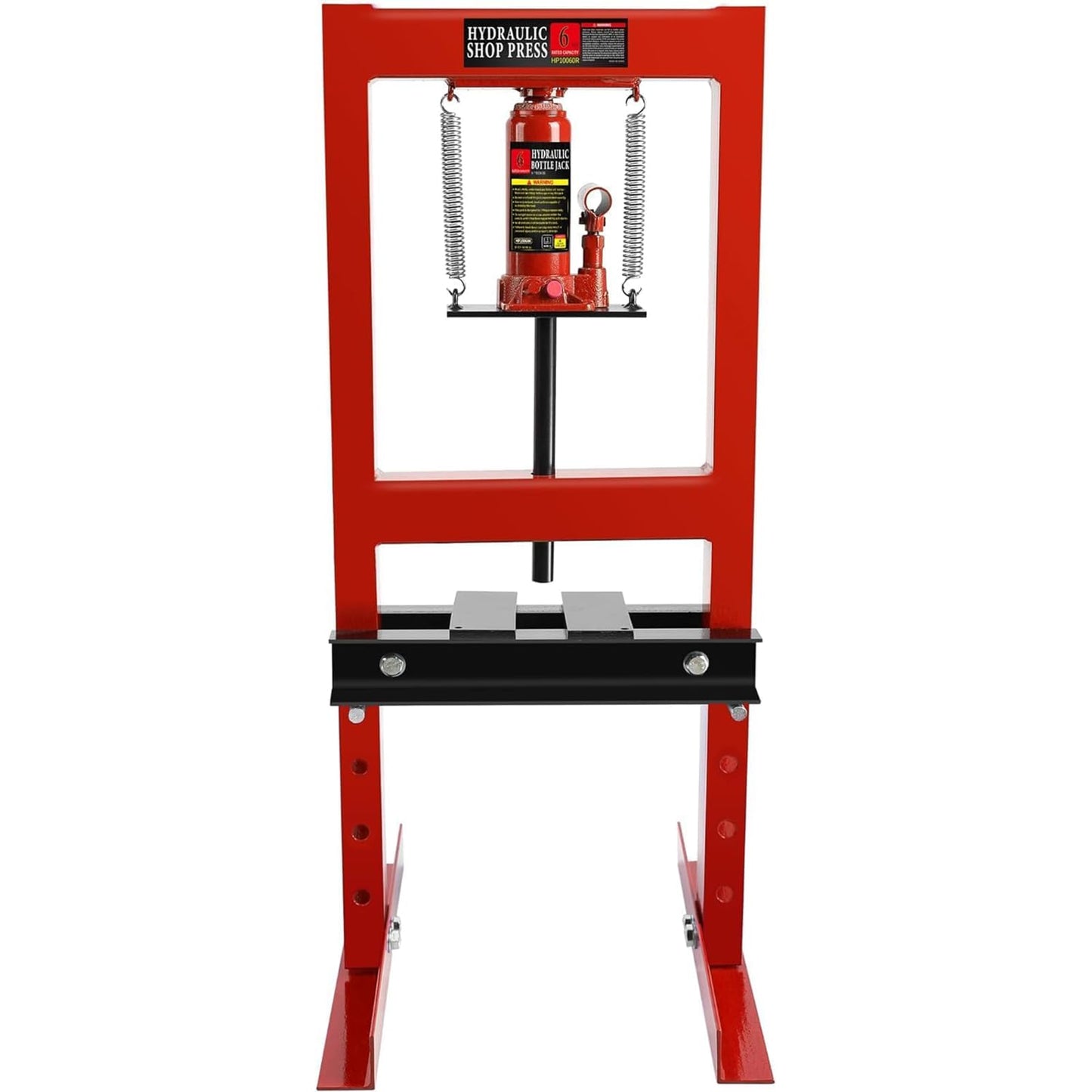 6 Ton Hydraulic Press, H-Frame Garage Shop Press with Press Plates, Floor Adjustable Hydraulic Shop Press to Bend, Straighten or Press Parts, Benchtop Press (Red) - WoodArtSupply