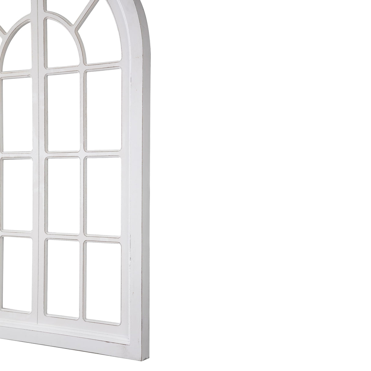 Sintosin Rustic Arched Window Frame Wall Decor 42 X 26 Inch, Hanging Distressed White Large Wooden Cathedral Window Pane for Wall Decor, Handmade Farmhouse Wall Decor for Living Room Bedroom Hallway Sintosin