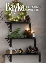 BAYKA Wall Shelves for Bedroom Decor, Floating Shelves for Wall Storage, Wall Mounted Rustic Wood Shelf for Books,Plants,Small Wall Shelf for Bathroom,Kitchen,Living Room(Black，Set of 4) BAYKA