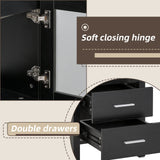 UEV 16" Modern Bathroom Vanity Set, Small Bathroom Vanity with Ceramic Basin, with One Door and Two Drawers, Minimalist Bathroom Vanity (Without Faucet) UEV