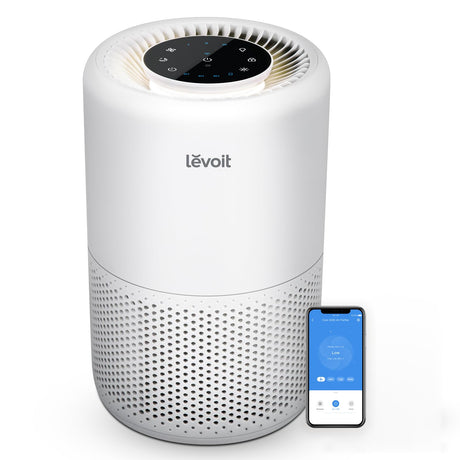 LEVOIT Air Purifier for Home Bedroom, Smart WiFi Alexa Control, Covers up to 916 ft², 3-in-1 Filter with HEPA Sleep Mode for Allergies, Pollutants, Smoke, Dust, 27dB Quiet, Core 200S-P, White Levoit
