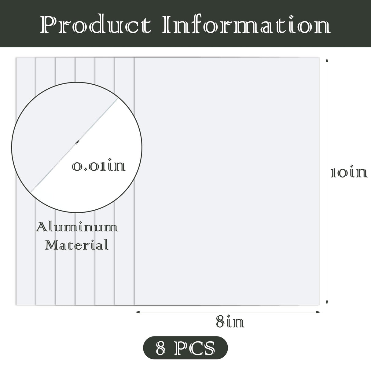 ZYNERY 8 PCS Sublimation Blanks Aluminum Sheet, 8 x 10 Inch Photo Metal Sheet Wall Poster Frame Sublimation Blank for Metal Sign, Room Decor, Wall Decor, Birthday Gift ZYNERY