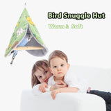 FLAdorepet Bird Bed Blanket Parrot Nest Snuggle Hut for Cage Accessories,Parakeet Warm House Hanging Tent Bed Hammock Wood Stand Perch Swing Toy for Cockatiel Lovebird Cockatoo (Green, One Size) FLAdorepet