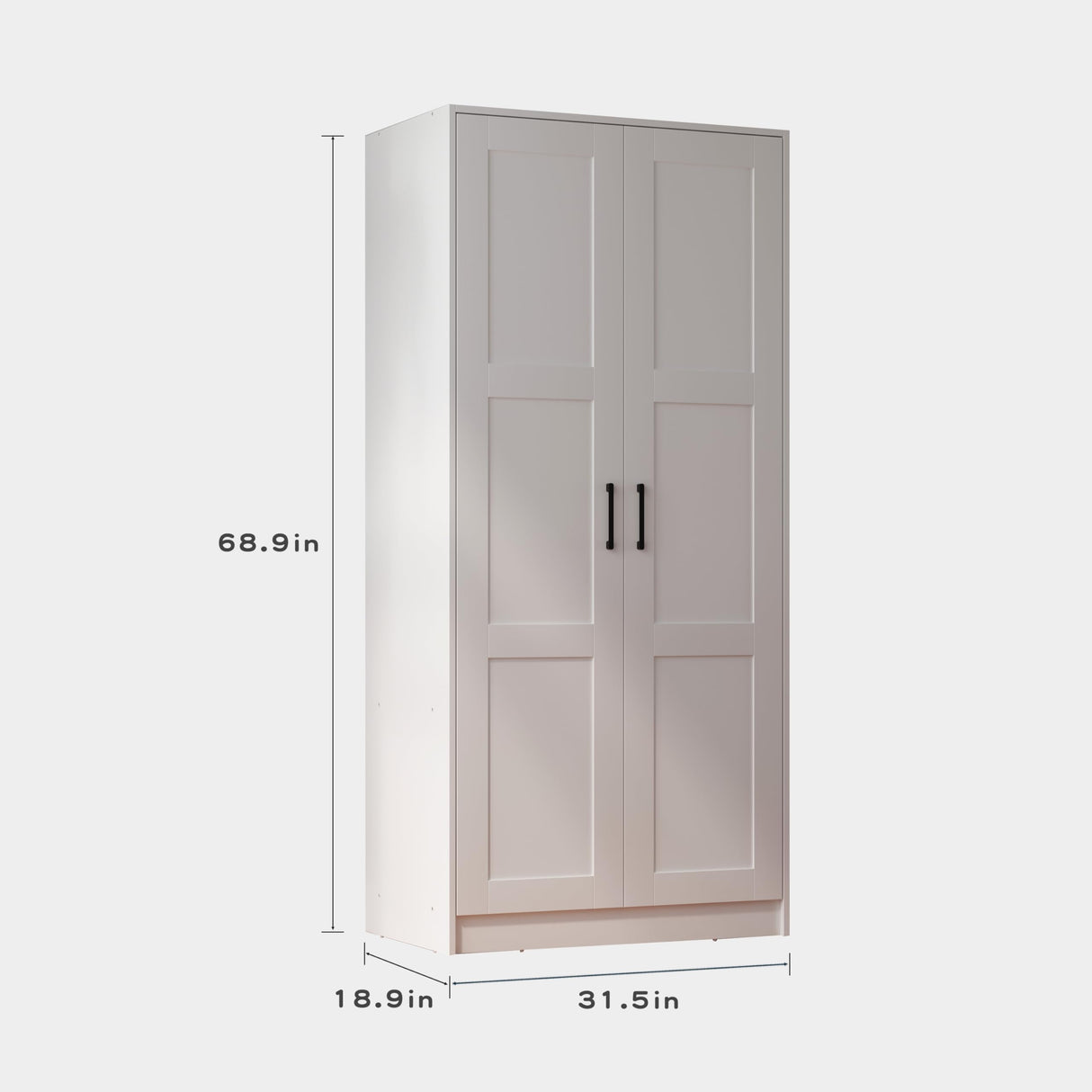 Fddevelop Fenghua Lizhi Wood White Wardrobe Closet with 2 Doors，Bedroom Freestanding Armoire Storage Cabinet with Shelves，Wooden Wardrobe Combination for Hanging Clothes Fenghua Lizhi