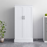 kepptory 47” Pantry Cabinet, Kitchen Pantry Storage Cabinet with Doors and Adjustable Shelves, Brown Freestanding Buffet Cupboards Sideboard for Living Room and Dinning Room (White) kepptory