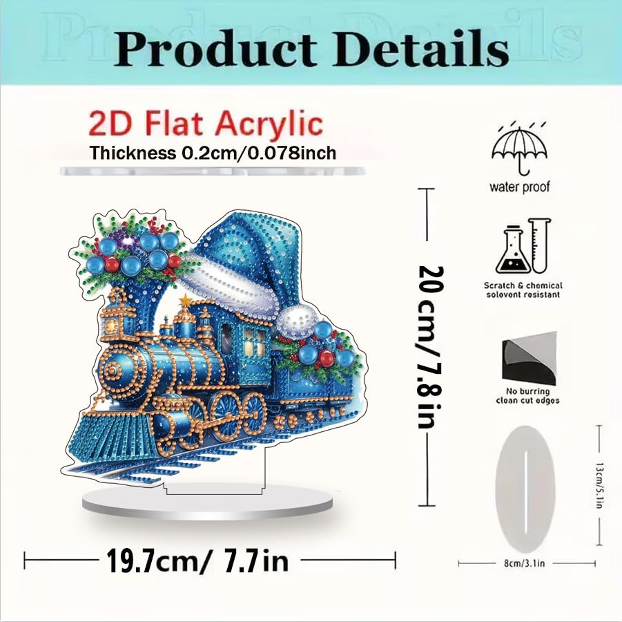 ZeeLionArt Tabletop Diamond Art Painting Kit for Adult,Christmas Train DIY Special Shaped Rhinestone Desk Placement Ornament,Home Stand Up Gem Painting Craft Kit,Gift,Double Sided. ZeeLionArt