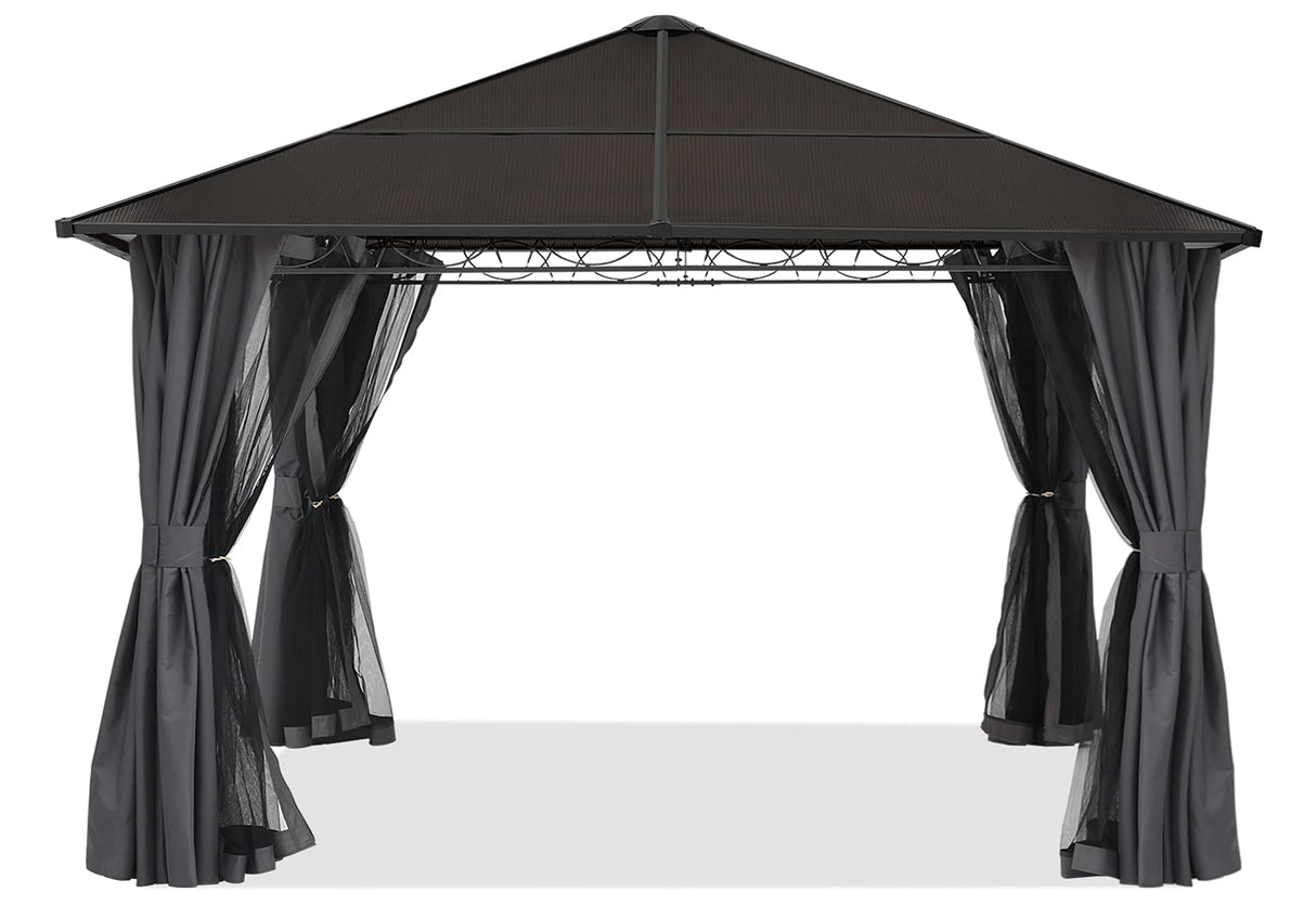 Hardtop Patio Gazebo with Curtains and Netting by ABCCANOPY ABCCANOPY