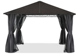 Hardtop Patio Gazebo with Curtains and Netting by ABCCANOPY ABCCANOPY