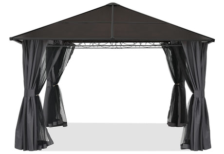 Hardtop Patio Gazebo with Curtains and Netting by ABCCANOPY ABCCANOPY