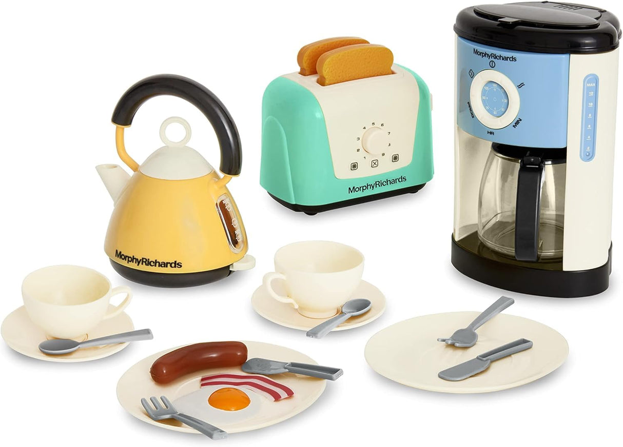 Casdon Morphy Richards Toys - Complete Kitchen Set - Toy Appliance Playset for Kids with Toaster, Coffee Maker, Kettle, Play Food & More - for Children Aged 3+ Casdon