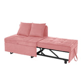 Convertible Sofa Bed 4-in-1 Velvet Sleeper Sofa Chair Bed Pull Out Futon Couch Bed with USB Ports 5 Adjustable Backrest and Pillow Fold Out Ottoman Bed loveseat Sofa for Adults Living Room, Pink FiveWillowise