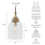 Signature Design by Ashley Faiz Rustic 20.5" Natural Wood & Glass Pendant Light, Brown & Clear Signature Design by Ashley
