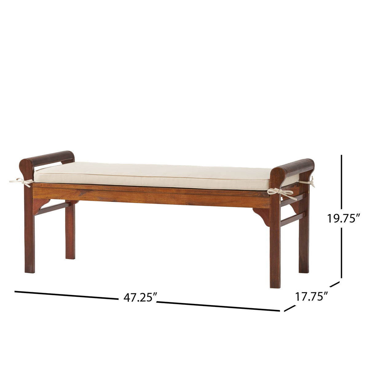 Christopher Knight Home Nelson Wood Bench with Cushion, Rich Mahogany Christopher Knight Home