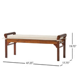 Christopher Knight Home Nelson Wood Bench with Cushion, Rich Mahogany Christopher Knight Home