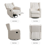 CANMOV Swivel Rocker Recliner Chair, Nursery Glider Chair, Nursery Rocking Chairs, Manual Reclining Chair, White CANMOV