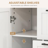 HOMCOM Kitchen Island with Storage, Rolling Kitchen Cart on Wheels with Drop Leaf Top, 3 Drawers, 2 Cabinets, 2 Adjustable Shelves, Spice Rack and Towel Rack, White HOMCOM