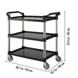 VEVOR Utility Service Cart, 3 Shelf Heavy Duty 154LBS Food Service Cart, Rolling Utility Cart with Lockable Wheels, 32.7" x 15.7" x 37.4" Plastic VEVOR