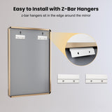 LOAAO 55”X30” Gold Bathroom Mirror, Rounded Rectangle Gold Frame Mirror, Brushed Gold Bathroom Vanity Mirror Wall-Mounted, Anti-Rust, Tempered Glass, Hangs Horizontally or Vertically LOAAO