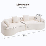Curve Modular Sofa Couch, Deep Seat Cloud Couch, No Assembly Required Sofa Set, Chenille Fabric 4-Seater Comfy Cloud Couches for Living Room Apartment Office-Beige DEINPPA