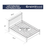 Grain Wood Furniture Loft Full Size Solid Wood Bed, Acacia Grain Wood Furniture