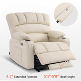 MCombo Power Lift Recliner Chair Sofa with Massage and Heat for Big Elderly People, Cup Holders, USB Ports, Side Pockets, Faux Leather R7096 (Medium-Wide, Cream White) MCombo
