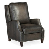 BOWERY HILL Traditional Manual Push Back Recliner in Gray Leather BOWERY HILL