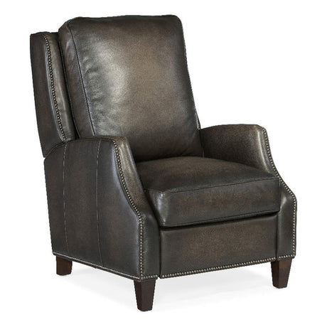 BOWERY HILL Traditional Manual Push Back Recliner in Gray Leather BOWERY HILL
