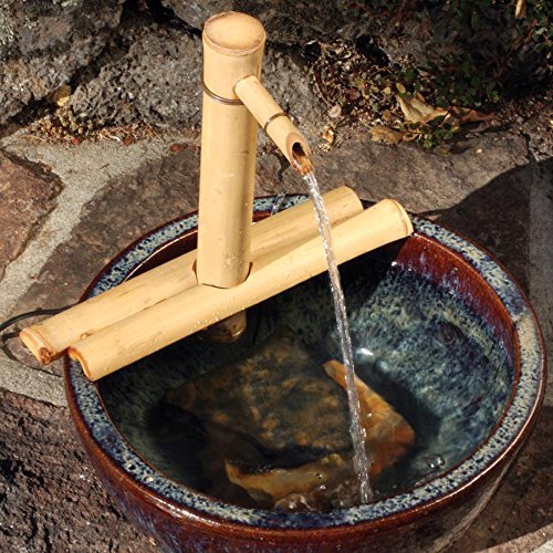 Bamboo Accents Zen Garden Water Fountain Kit - Adjustable Spout with Smooth Matte Finish, includes Submersible Pump - Ideal for Indoor & Outdoor Use, Container Not Included (12" Adj Half-Roun - WoodArtSupply