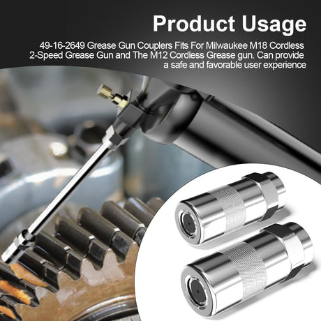 49-16-2649 Grease Gun Couplers, Replacement for Milwaukee Grease Gun Tips, Fits M18 and M12 Grease Gun, High Pressure Grease Couplers - 4 PCS Popbee