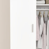 Panana 2 Door Wood Wardrobe Cabinet Closet with Hanging Rail and 2 Shelves, Bedroom Armoire for Storage (White) Panana