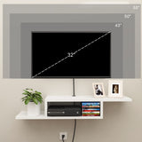 ChooChoo Floating TV Stand Shelf, Wall Mount Entertainment Center Media Console for Living Room, Bedroom, White ChooChoo