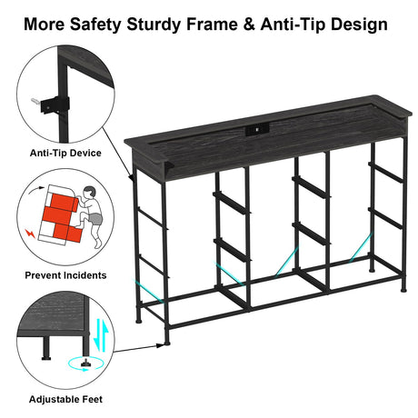 EXOTICA Black Dresser with Charging Station 9 Drawers Dresser with LED Light and USB Ports Fabric Dresser for Bedroom Hallway Entryway Closets Sturdy Steel Frame Wood Top EXOTICA